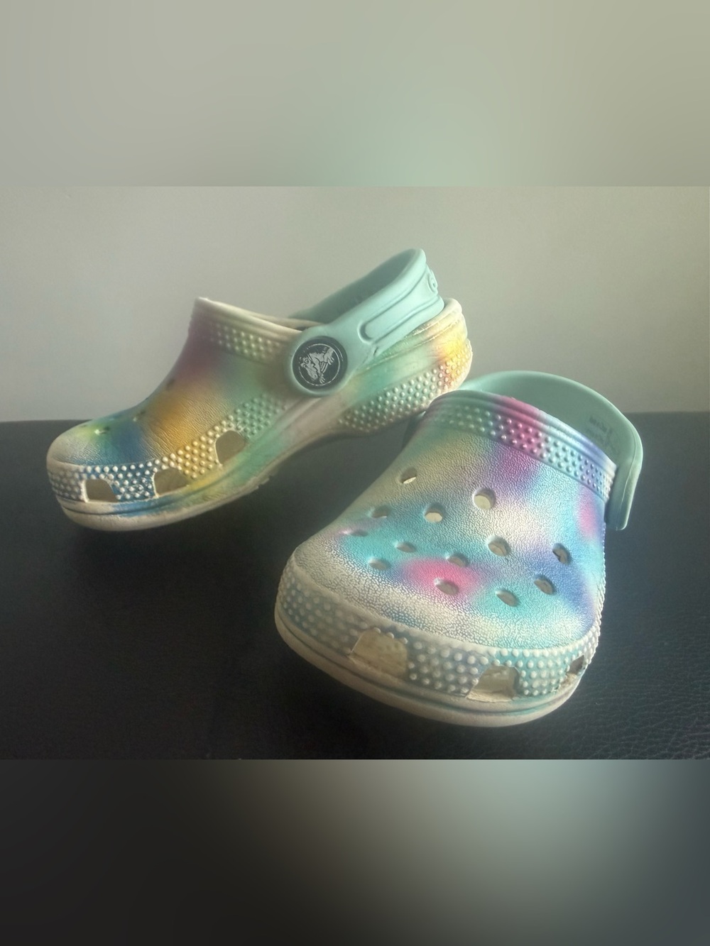 Kids Tie-Dye Slip-On Crocs Clogs - Pastel Multicolor